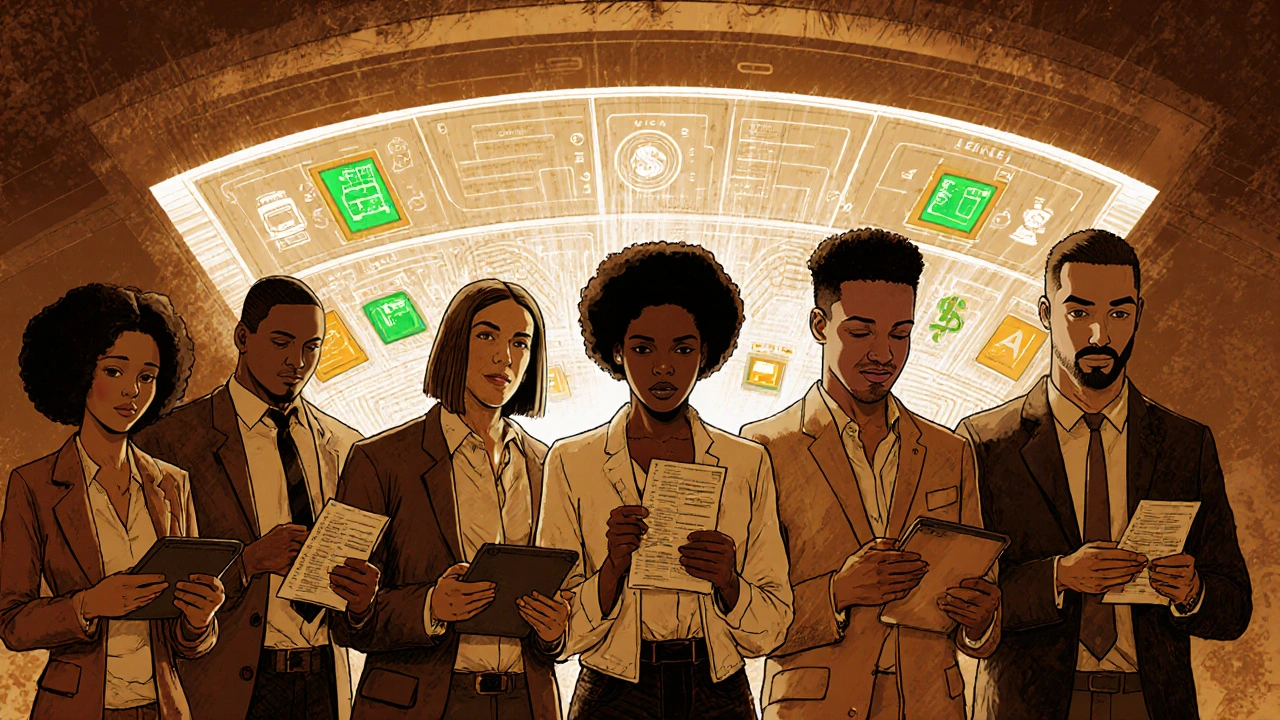 Team submitting digital receipts with real-time spending control panel in background