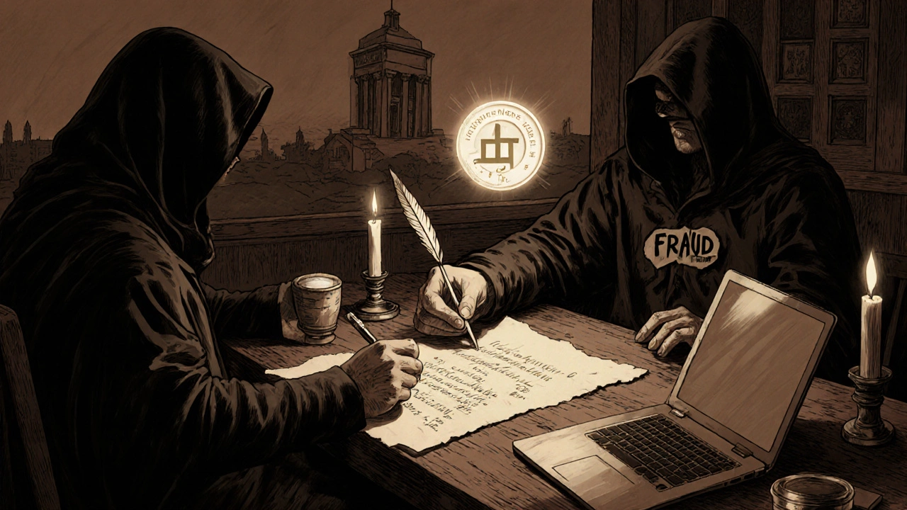 A developer sketches API endpoints at a candlelit desk while a shadowy figure tries to steal a glowing token.