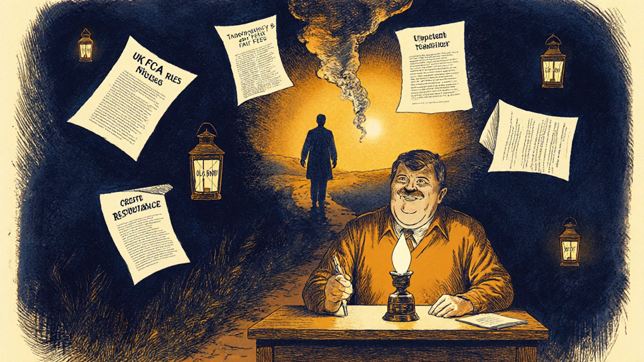 Consumer surrounded by new BNPL regulations as old deceptive practices fade away into smoke.