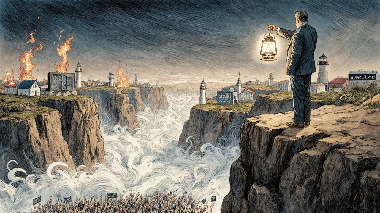 Investor holds a lantern guiding others away from a financial storm labeled &#039;MAGI Overload&#039;.